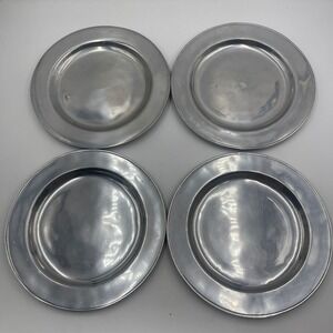 Set of 4 Pewter Plates Western Germany Charger Tableware